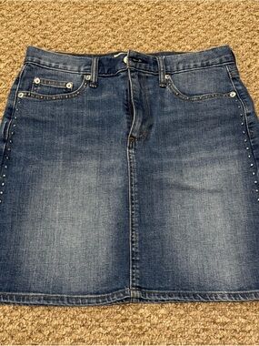 GAP Light Blue Denim Skirt with Stud Embellishment along seem
